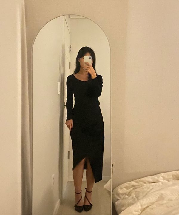 MUSINSA | SCULPTOR Shirring Sheer Maxi Dress Black