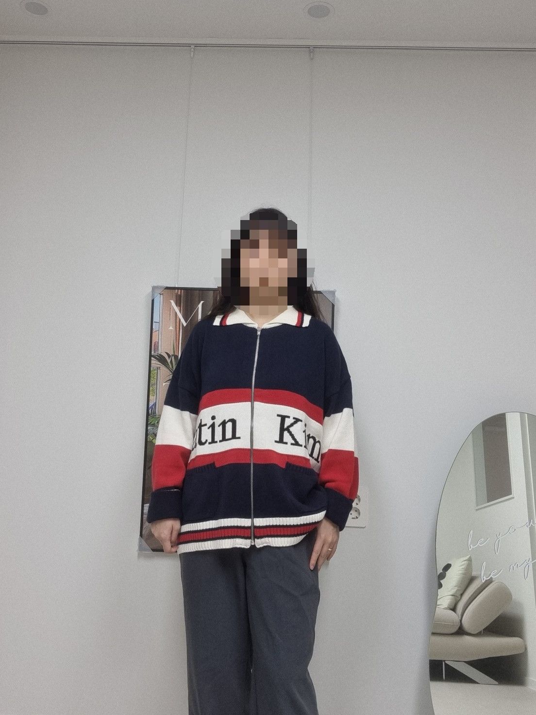 MUSINSA公式 | MATIN KIM SPELL COLLAR ZIP CARDIGAN IN NAVY