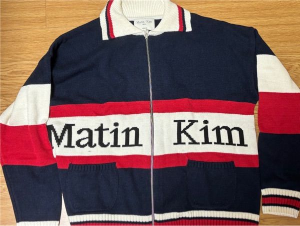 MUSINSA公式 | MATIN KIM SPELL COLLAR ZIP CARDIGAN IN NAVY
