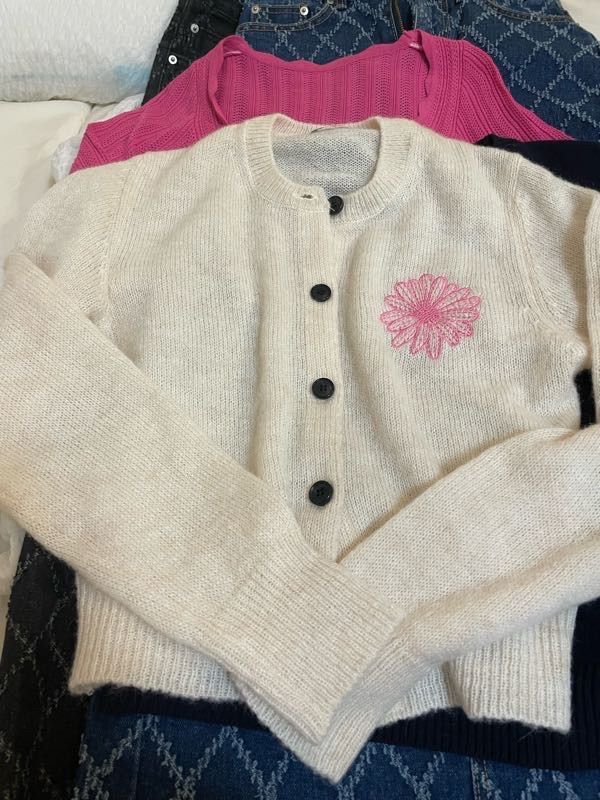 MUSINSA公式 | MARDI MERCREDI MOHAIR CARDIGAN ROUND NECK_IVORY PINK