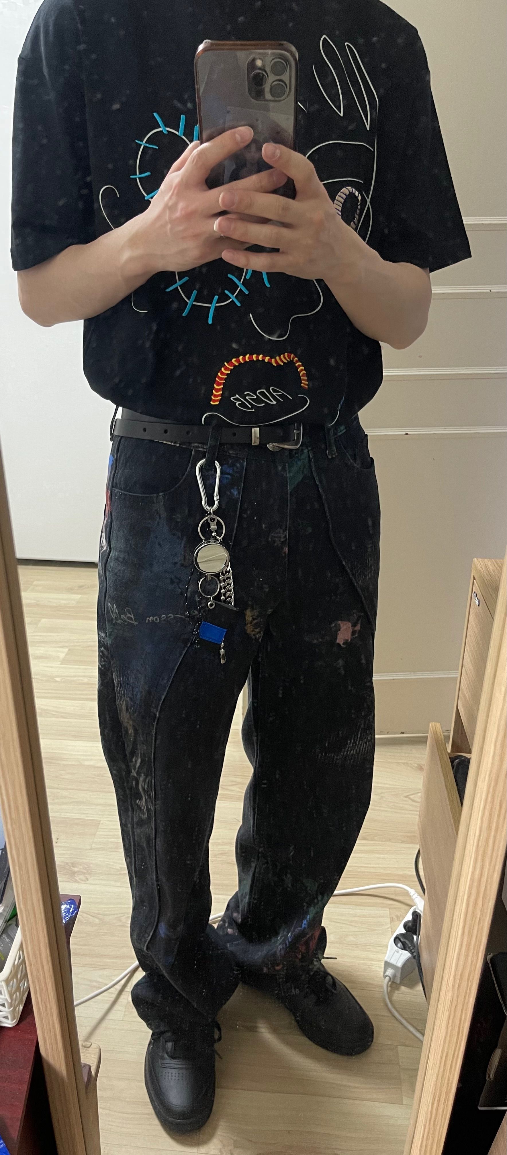 ANDERSSON BELL カーブド ワイドデニム ブラック apa644m MUSINSA | ANDERSSON BELL Black scratch curved wide jeans