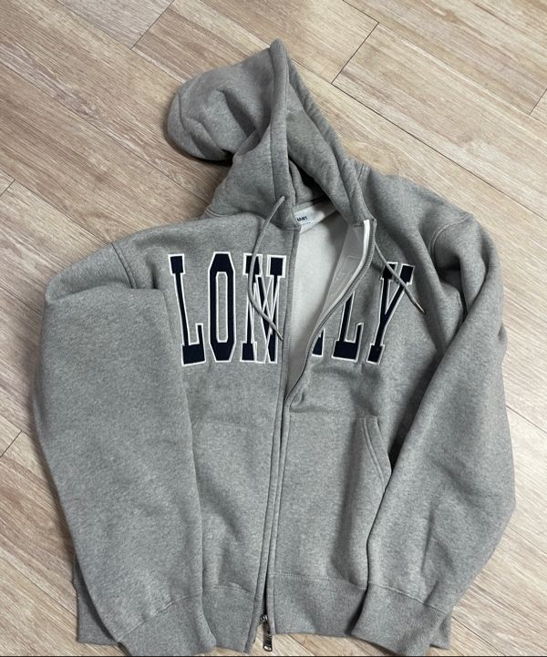 MUSINSA公式 | NOHANT LONELY/LOVELY FLUFF HOODIE ZIP-UP GRAY NAVY