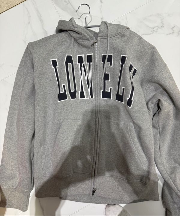 MUSINSA公式 | NOHANT LONELY/LOVELY FLUFF HOODIE ZIP-UP GRAY NAVY