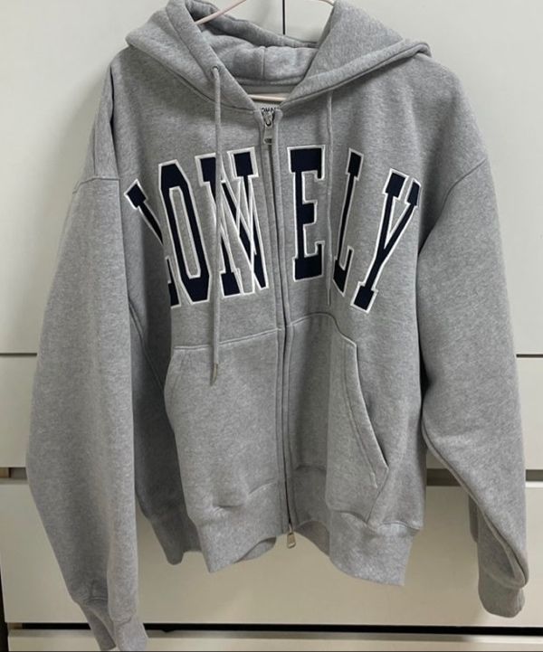 MUSINSA公式 | NOHANT LONELY/LOVELY FLUFF HOODIE ZIP-UP GRAY NAVY