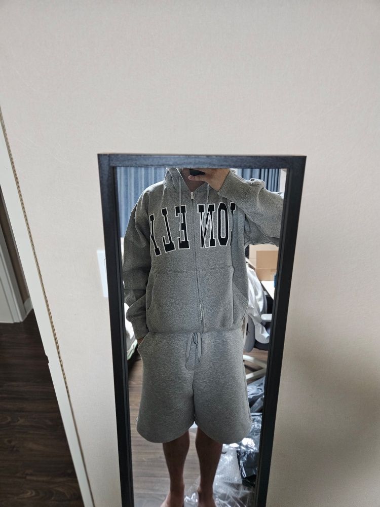 MUSINSA公式 | NOHANT LONELY/LOVELY FLUFF HOODIE ZIP-UP GRAY NAVY