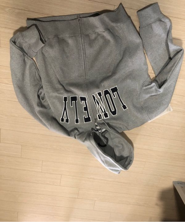 MUSINSA公式 | NOHANT LONELY/LOVELY FLUFF HOODIE ZIP-UP GRAY NAVY