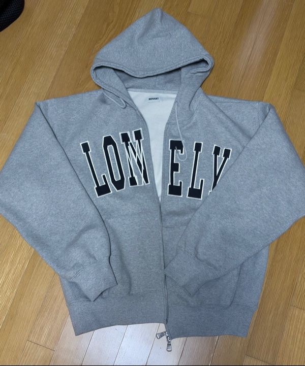 MUSINSA公式 | NOHANT LONELY/LOVELY FLUFF HOODIE ZIP-UP GRAY NAVY