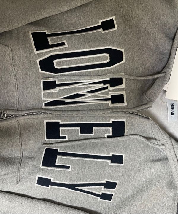 MUSINSA公式 | NOHANT LONELY/LOVELY FLUFF HOODIE ZIP-UP GRAY NAVY