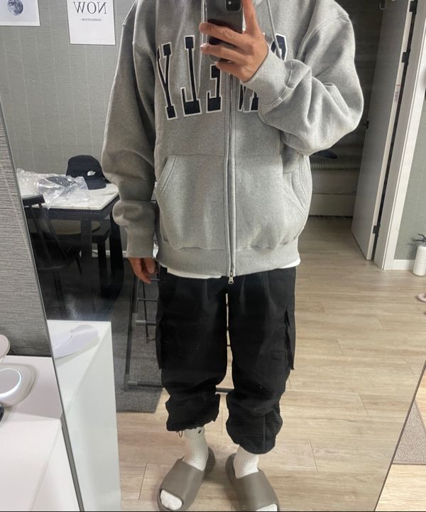 MUSINSA公式 | NOHANT LONELY/LOVELY FLUFF HOODIE ZIP-UP GRAY NAVY