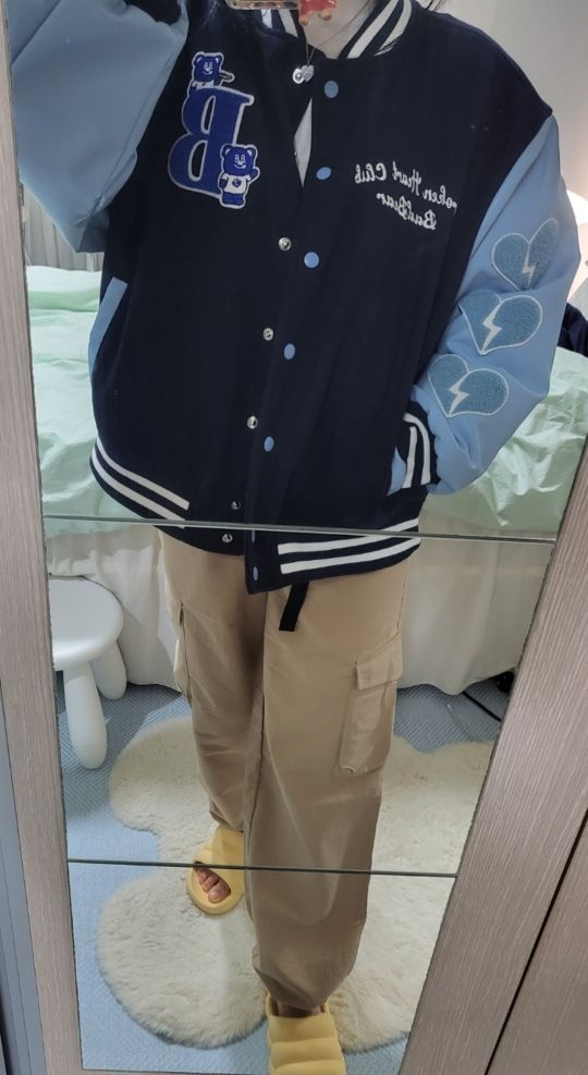 MUSINSA | BADBLUE BadBear Varsity Jacket Navy