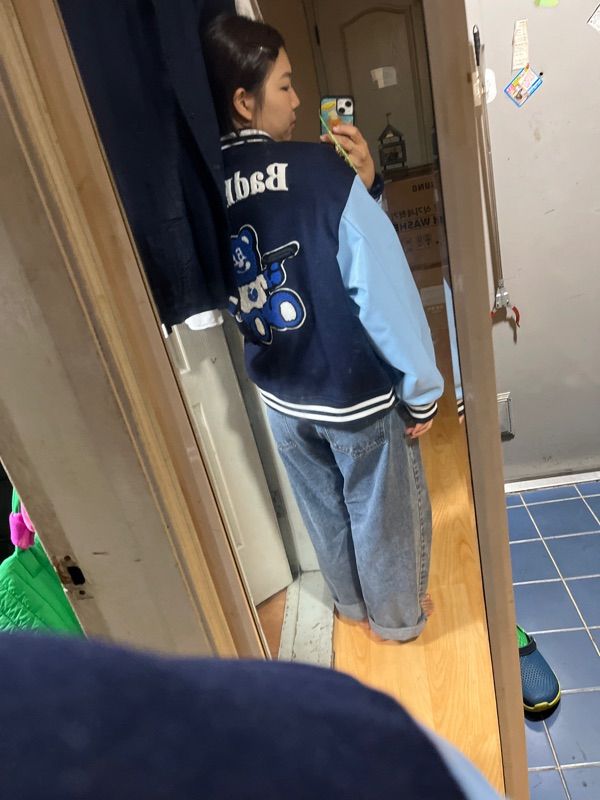 MUSINSA | BADBLUE BadBear Varsity Jacket Navy