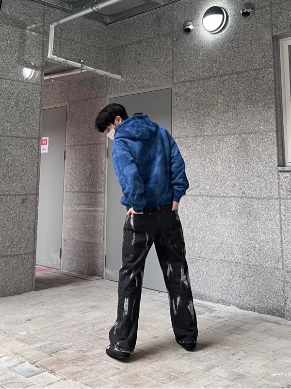 MUSINSA公式 | thisisneverthat® Uneven Dyed Zip Hoodie Blue