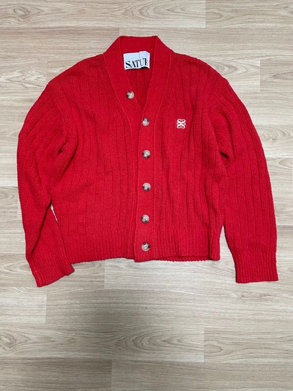 MUSINSA公式 | SATUR Faro Oversized Bookle Cardigan Warm Red