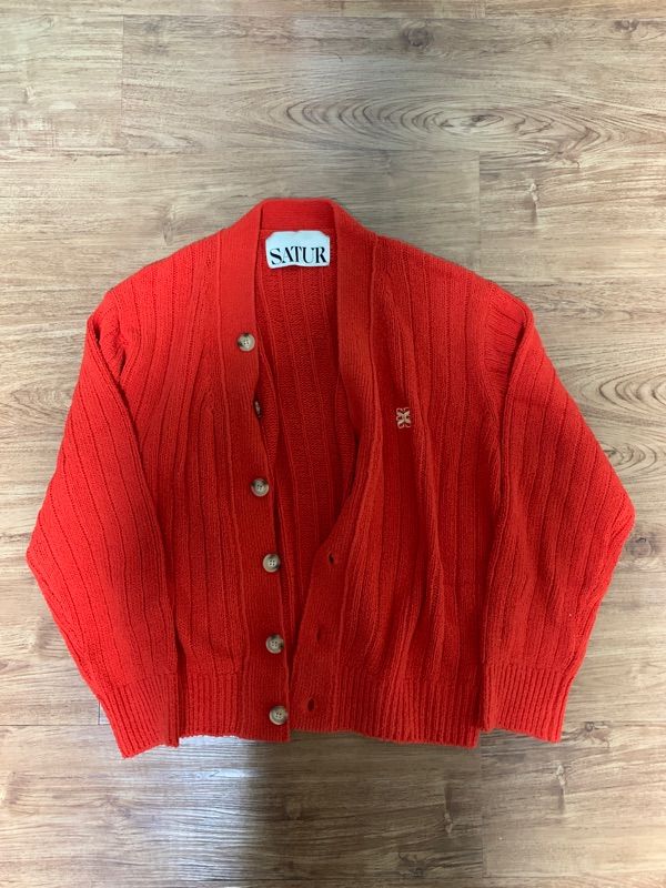 MUSINSA | SATUR Faro Oversized Bookle Cardigan Warm Red