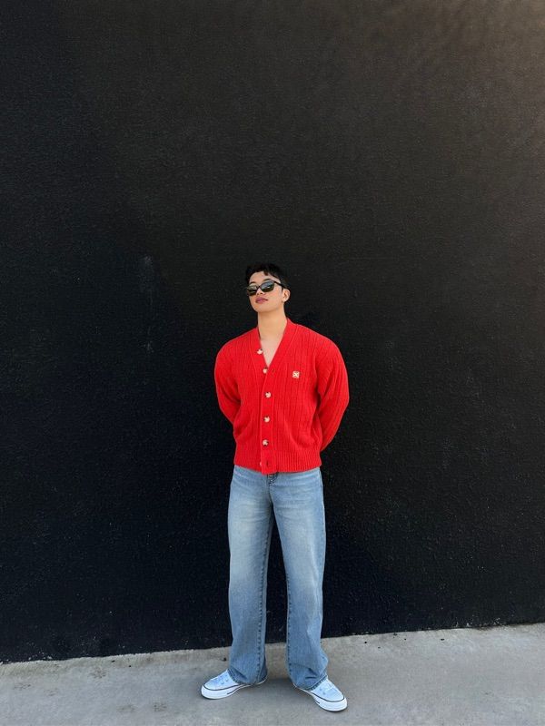 MUSINSA公式 | SATUR Faro Oversized Bookle Cardigan Warm Red