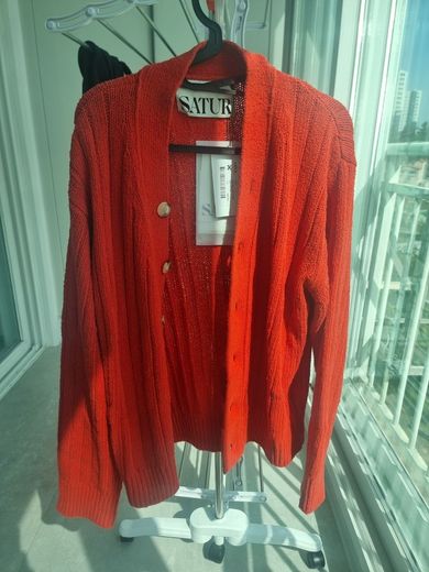 MUSINSA | SATUR Faro Oversized Bookle Cardigan Warm Red