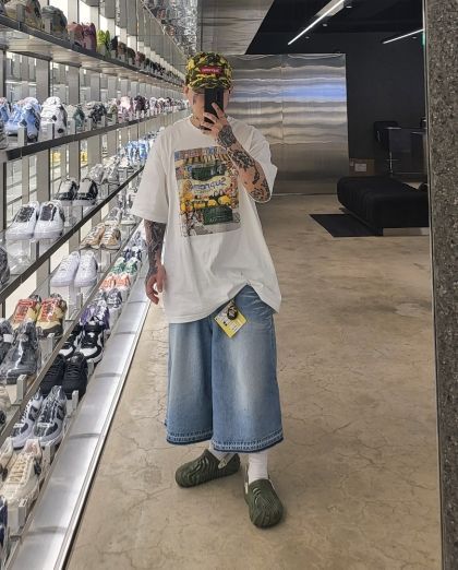 MUSINSA | SATUR Gabon Denim Bermuda Pants Light Blue