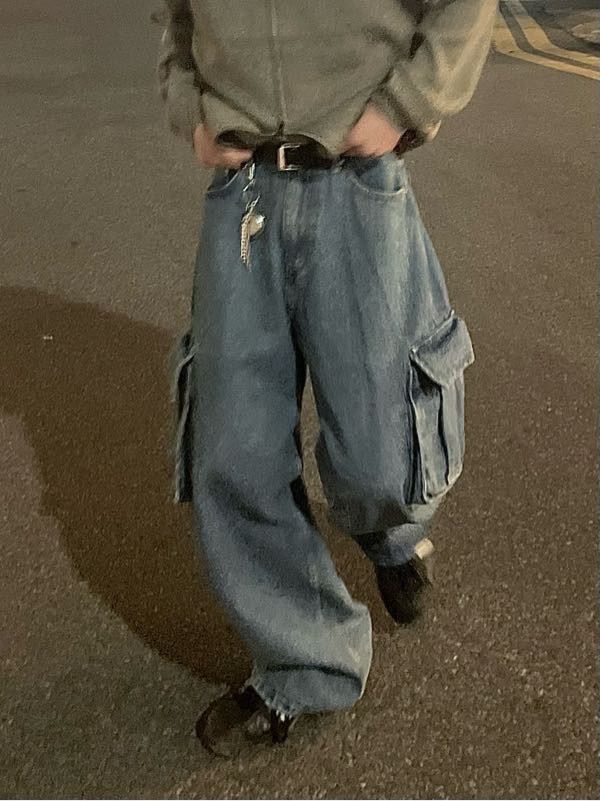 [AVANDRESS] real wide cargo pants★デニム MUSINSA | AVANDRESS real wide cargo pants LIGHT BLUE