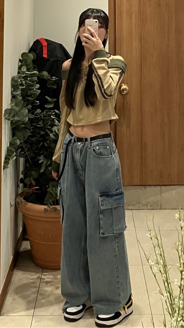 [AVANDRESS] real wide cargo pants★デニム AVANDRESS☆韓国☆人気☆男女兼用☆ real wide cargo pants 2色
