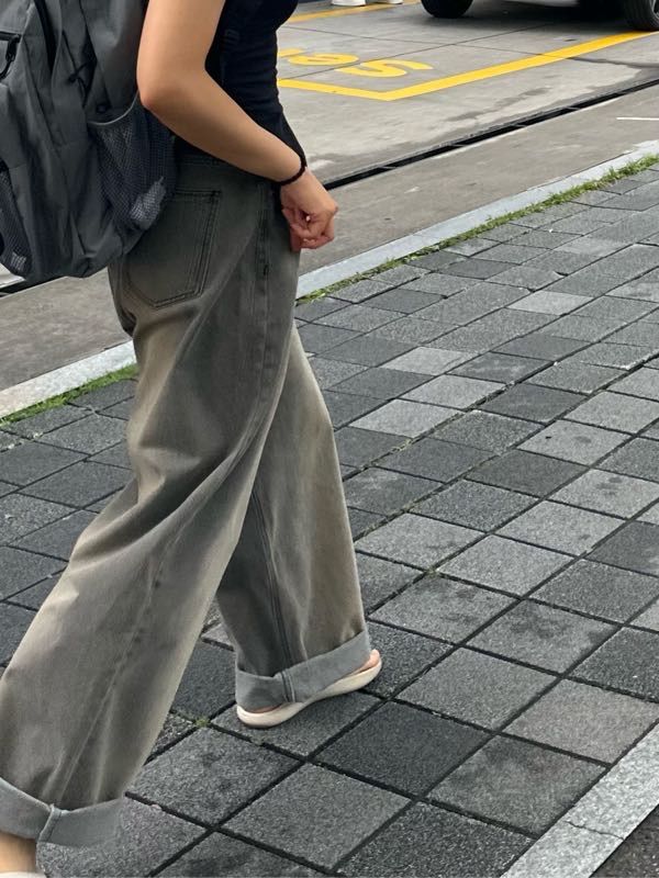 MUSINSA | AVANDRESS BUCKLE WIDE DENIM PANTS WASHING GRAY