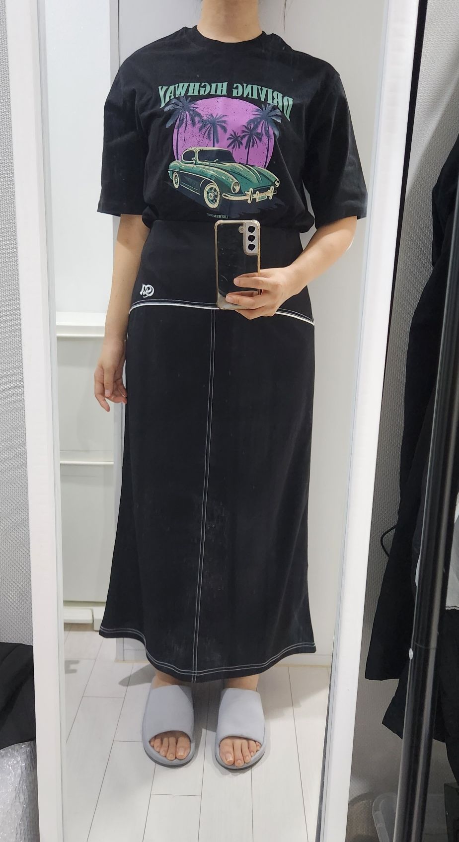 MUSINSA | SCULPTOR Contrast Stitch Jersey Skirt Sky Blue