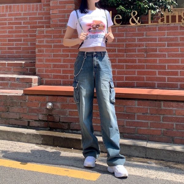 デニム・ジーパン ODD STUDIO Sand Washing Cargo Wide Denim Pants MUSINSA | ODDSTUDIO Sand Washing Cargo Wide Denim Pants - BLUE