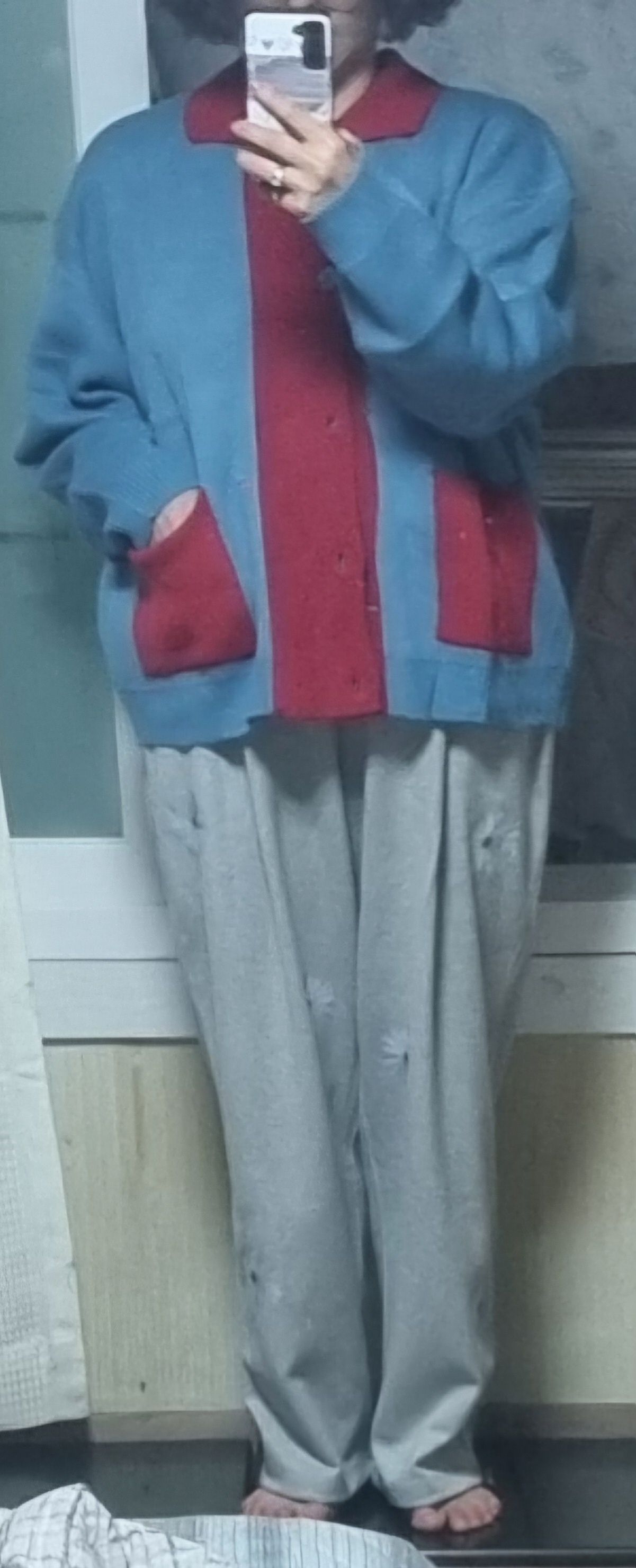 さらに100円引き◆WAI KEI◆Two tone collar cardigan MUSINSA公式 | WAI KEI Two-tone collar cardigan blue