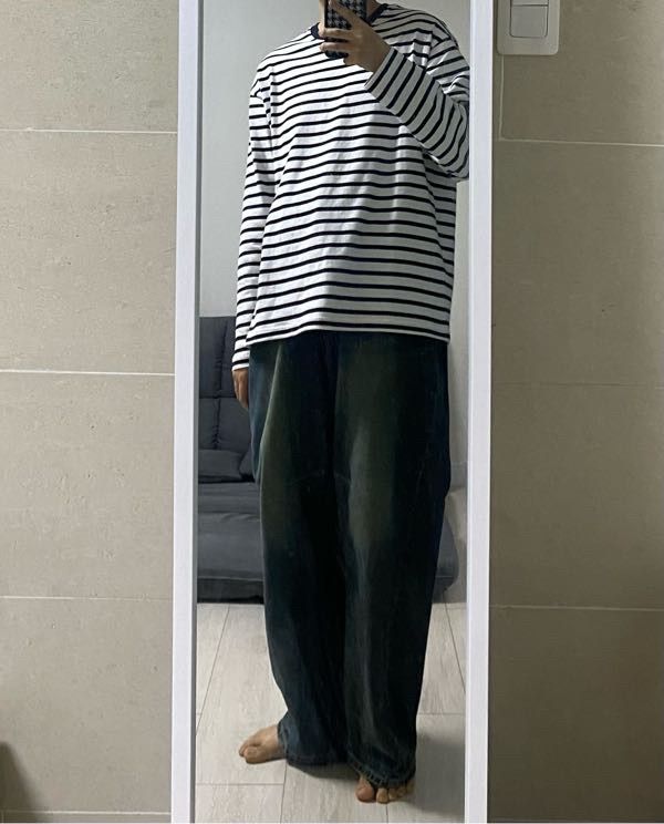 Tシャツ・カットソー *MUSINSA STANDARD* Breton Stripe Relaxed Long Sleeve T-Shirt MUSINSA公式 | MUSINSA STANDARD Breton Stripe Relaxed Long