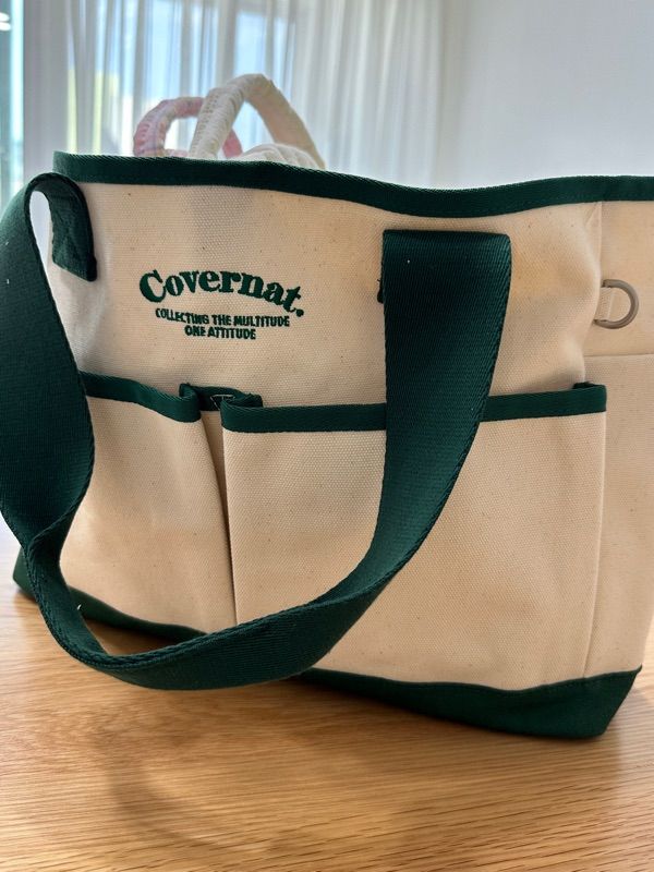 MUSINSA | COVERNAT Arch Logo Big Canvas Tote Bag Green