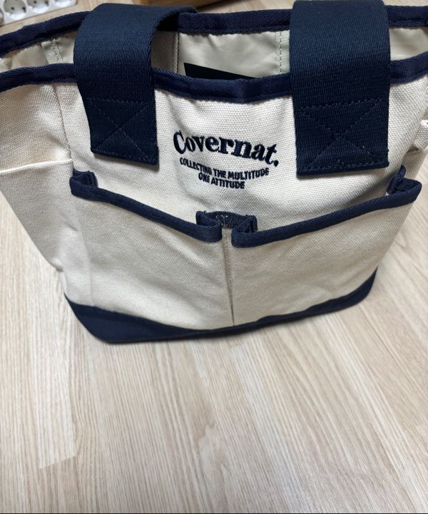 MUSINSA | COVERNAT Arch Logo Canvas Tote Bag Navy