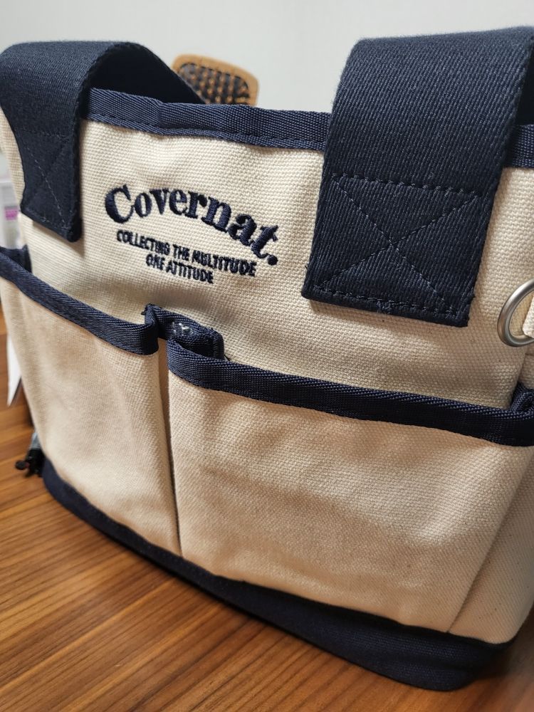 MUSINSA | COVERNAT Arch Logo Canvas Tote Bag Navy