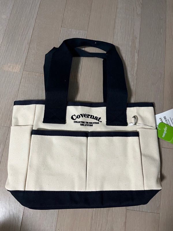 MUSINSA | COVERNAT Arch Logo Canvas Tote Bag Navy