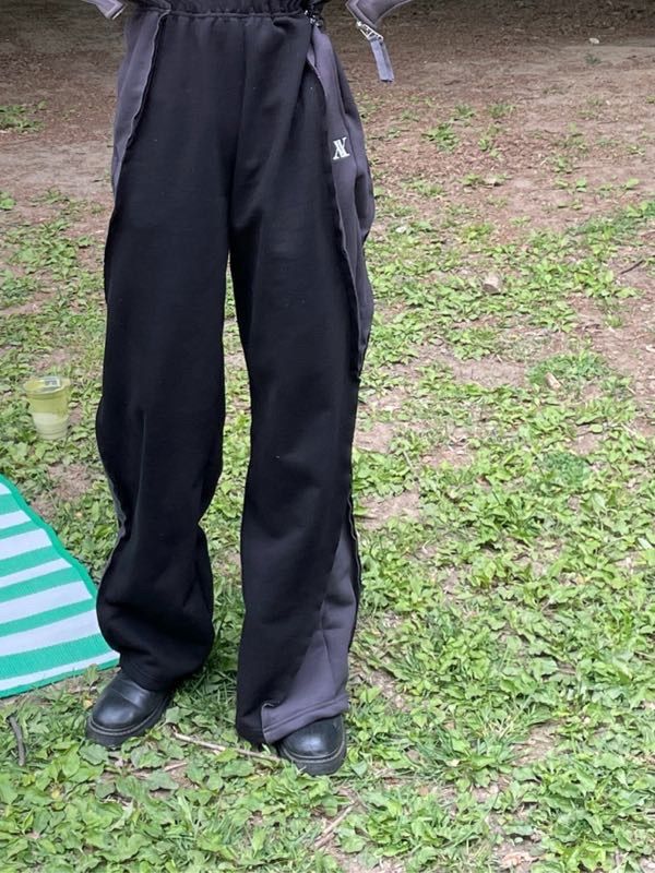 MUSINSA | AVANDRESS Optical Side Wide Pants BLACK