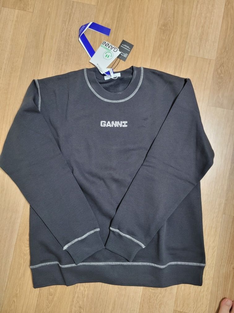 【美品】Ganni Isoli パフスリーブ ラブクラブ スウェット スウェット パフスリーブ | クロップド 長袖 - orubia