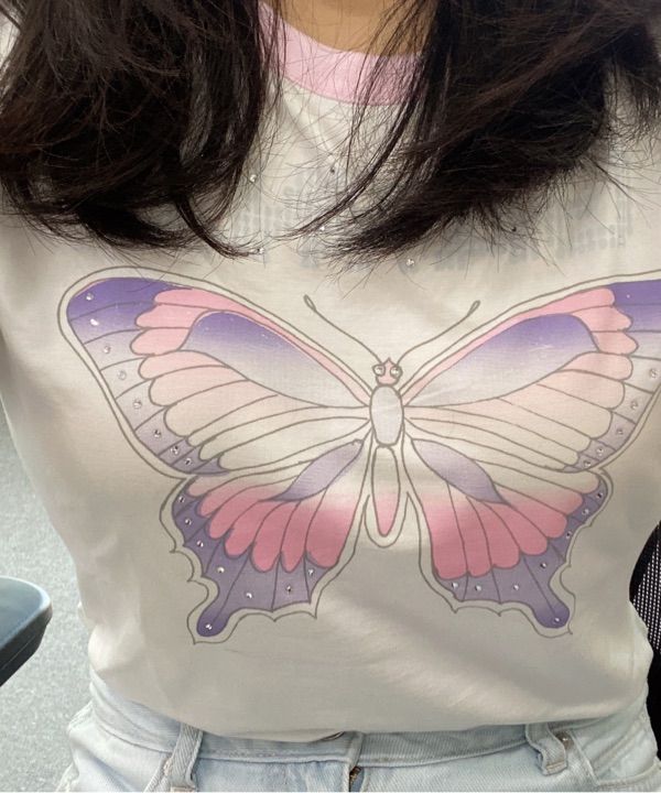 【Ganni】Butterfly Print Short Sleeve T-shirt - White MUSINSA | GANNI Butterfly Print Short-sleeved T-shirt