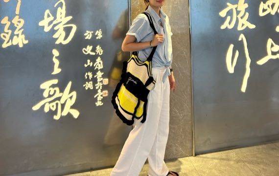 ★Ganni★ Cotton Crochet Frill Tote Bag Yellow A4515373 A451 MUSINSA | GANNI Cotton Crochet Frill Tote Bag - Yellow