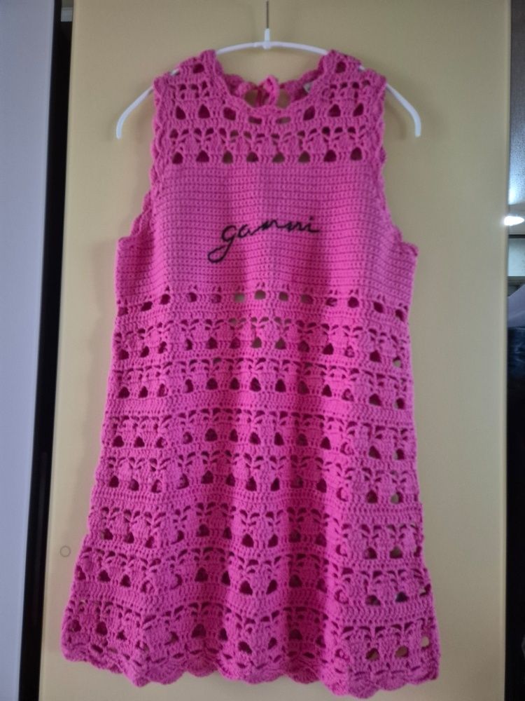 ワンピースその他 Ganni Crochet Cover Up Slip Dress Shocking Pink K1807483 K18 MUSINSA | GANNI Crochet Cover Up Slip Dress - Shocking Pink