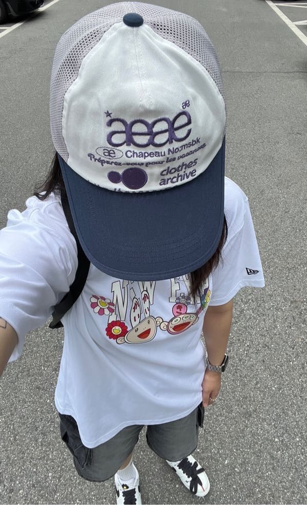 aeae メッシュロゴキャップ  [GREY/BLUE] MUSINSA公式 | AEAE WEB LOGO MESH CAP - [GREY/BLUE]