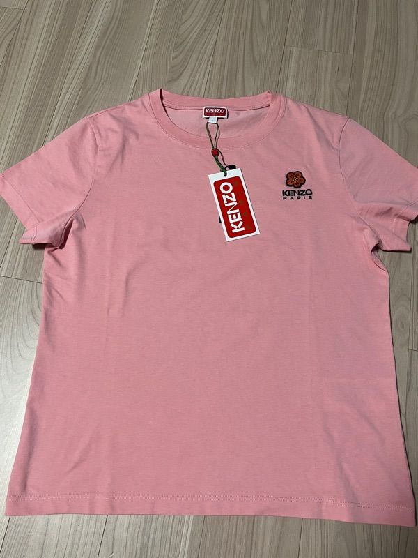 ピンク ケンゾー tシャツ 花 公式 KENZO フラワー刺繍半袖Tシャツ