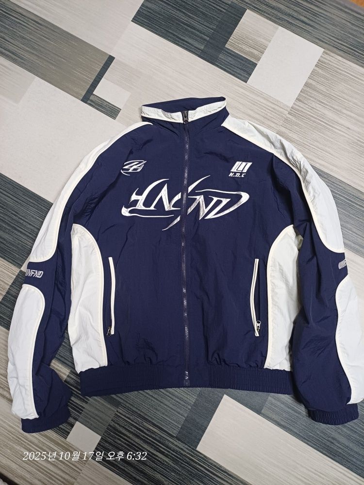 MUSINSA | NOT4NERD Tribal Logo Nylon Racing Jacket - Navy