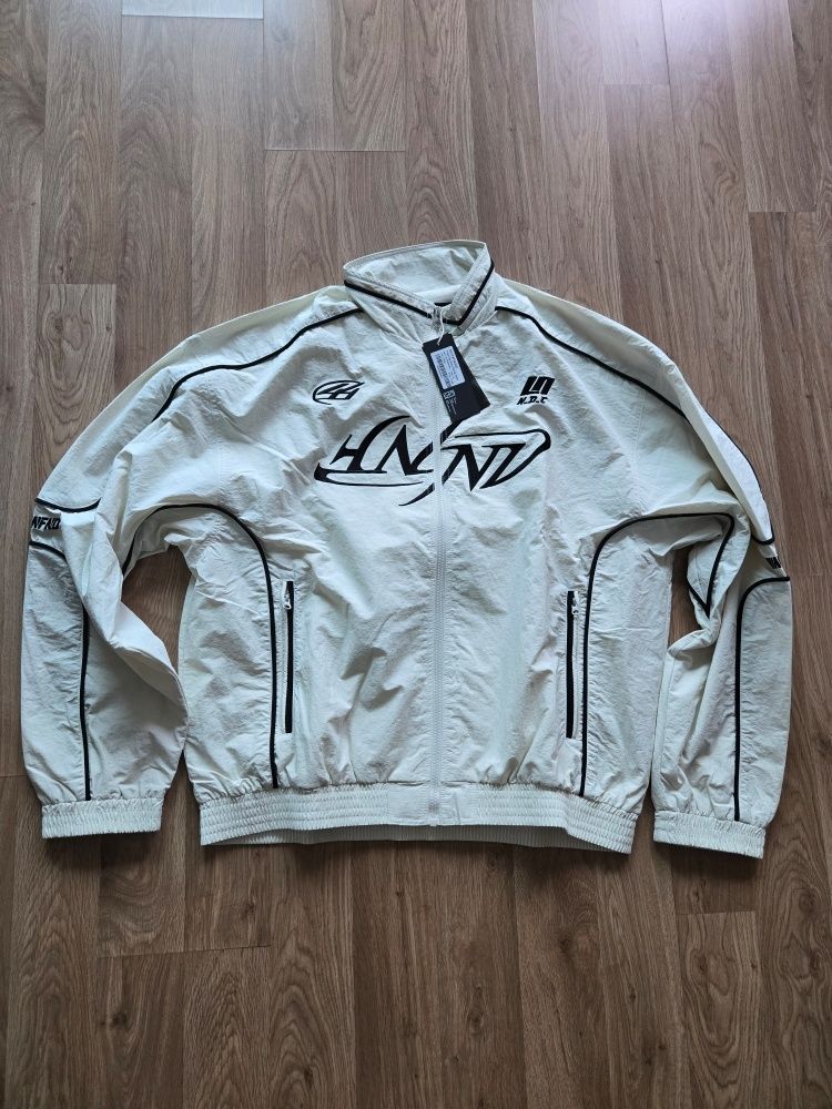 MUSINSA | NOT4NERD Tribal Logo Nylon Racing Jacket - White
