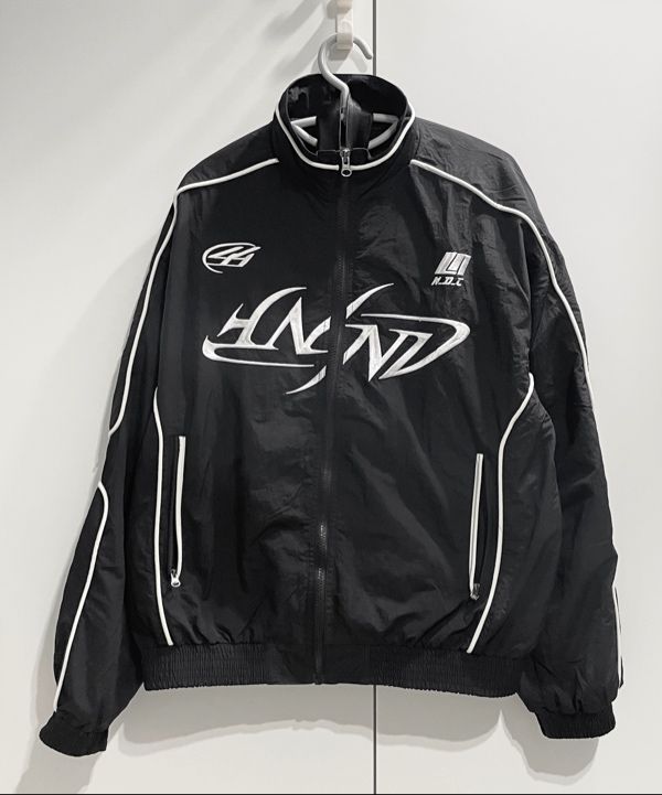 MUSINSA公式 | NOT4NERD Tribal Logo Nylon Racing Jacket - Black