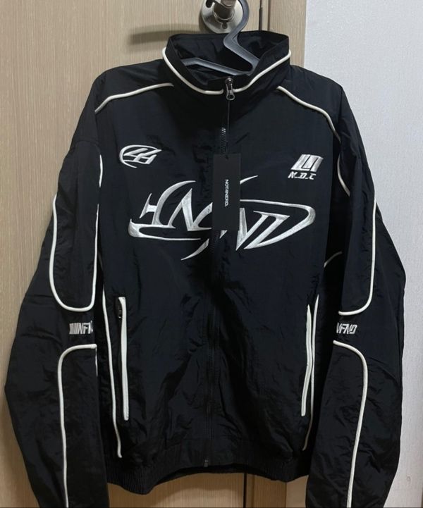 MUSINSA公式 | NOT4NERD Tribal Logo Nylon Racing Jacket - Black