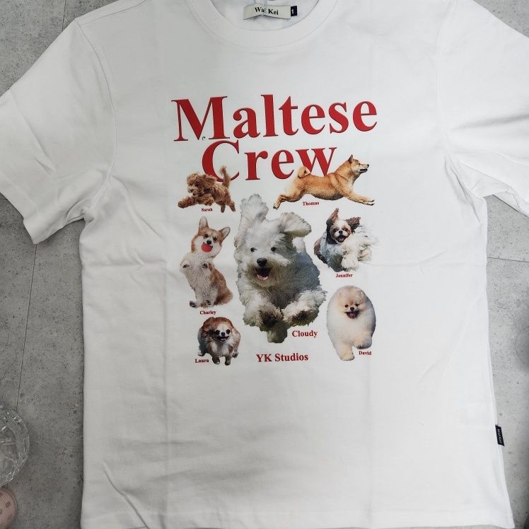 ◆Wai Kei◆ Maltese Toy Raglan 7/8 Sleeve T-Shirt Brown Maltese archive raglan half sleeve T-shirt BEIGE - waikei