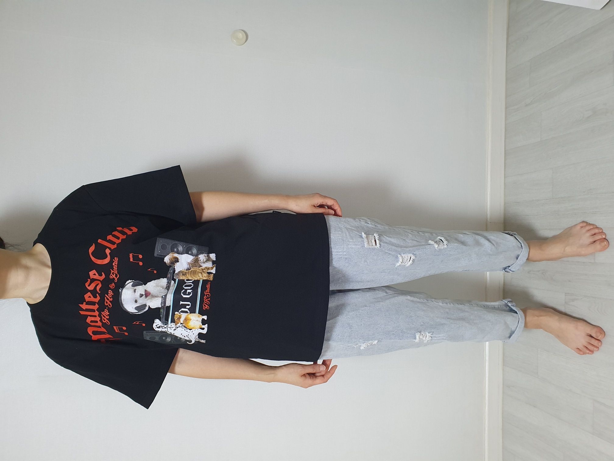 MUSINSA | WAI KEI Maltese DJ Club Short Sleeve T-shirt Navy