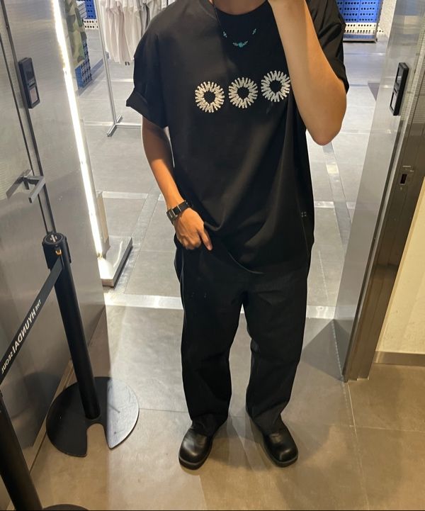 MUSINSA公式 | 999HUMANITY EVDロゴハーフTシャツ（ダークネイビー）