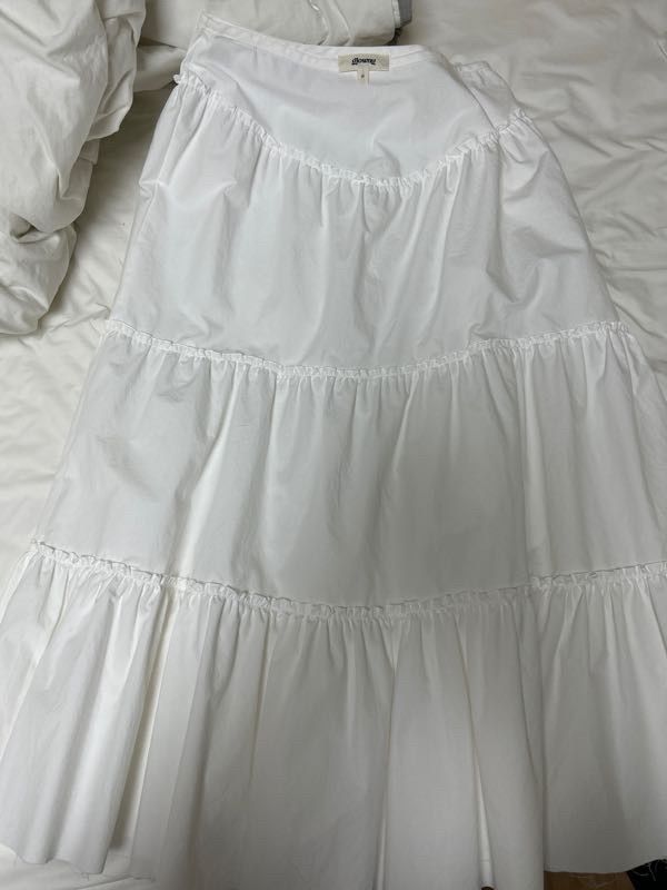 MUSINSA公式 | GLOWNY RODEO TIERED RUFFLE SKIRT (WHITE)