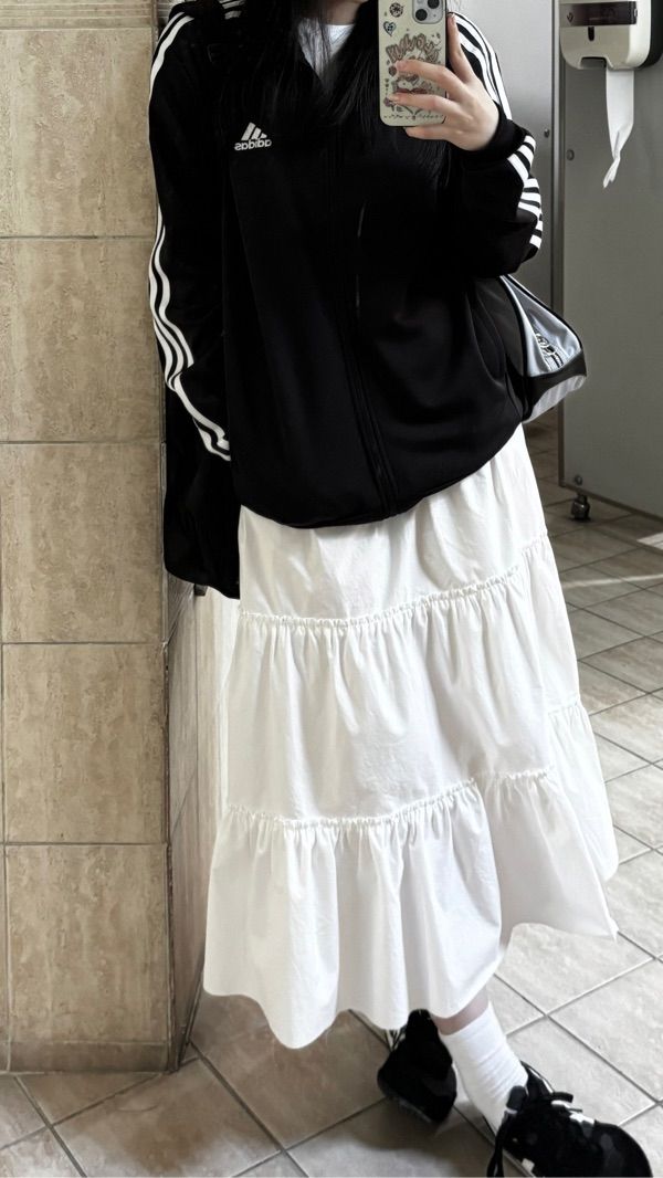 MUSINSA | GLOWNY RODEO TIERED RUFFLE SKIRT (WHITE)