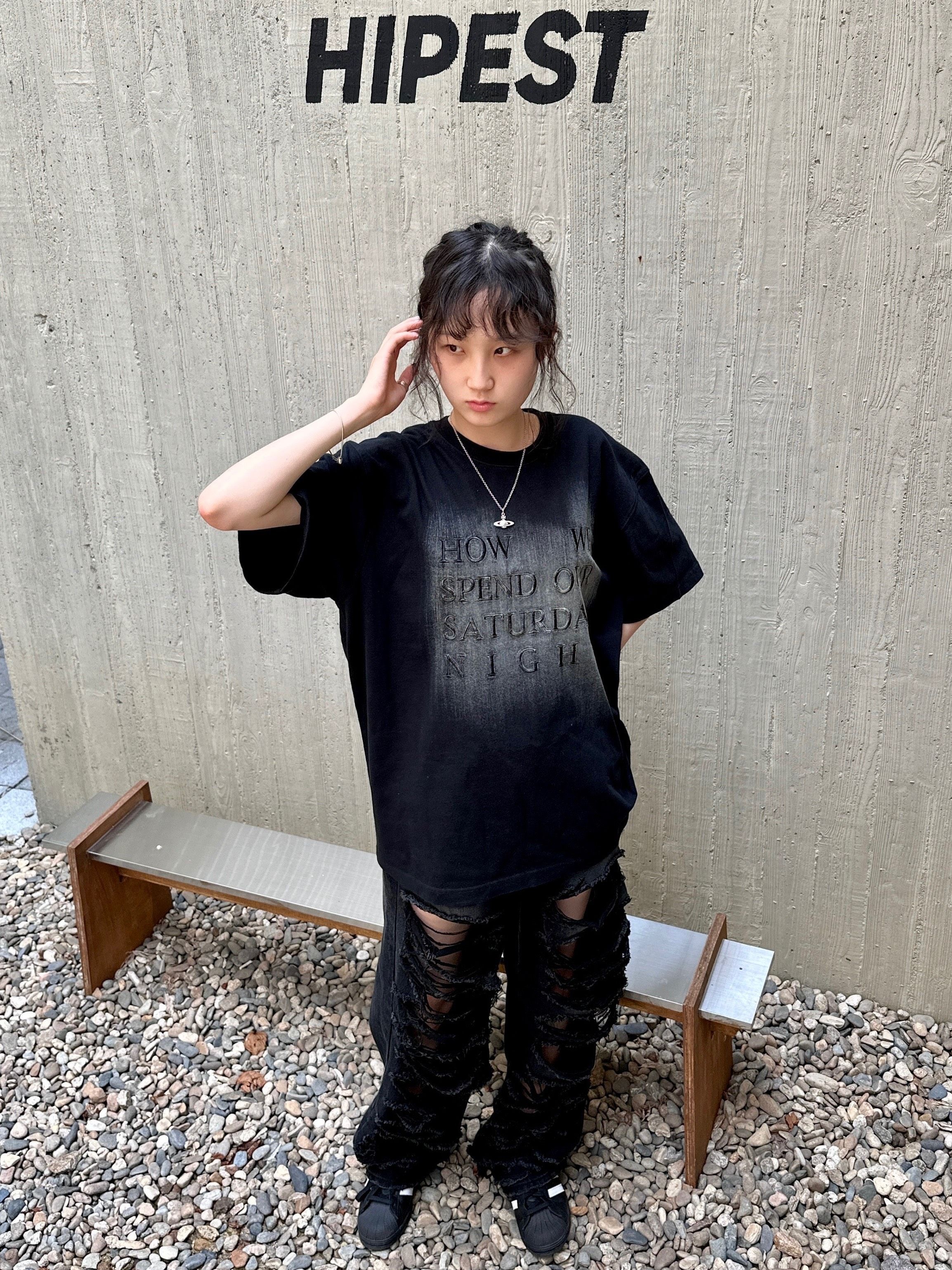 MUSINSA公式 | ROCKCAKE Pia Damage Wide Jeans - Black