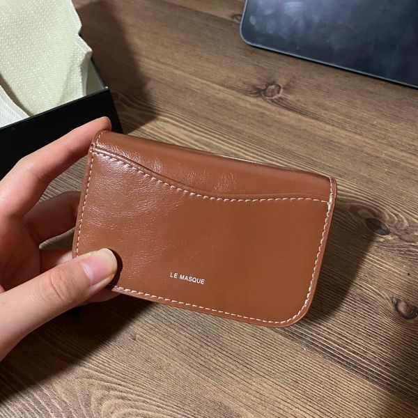 ★lemasque★ Dot Compact Business Card Holder Cognac Wood L0 MUSINSA | LEMASQUE Dot Compact Business Card Holder Cognac Wood
